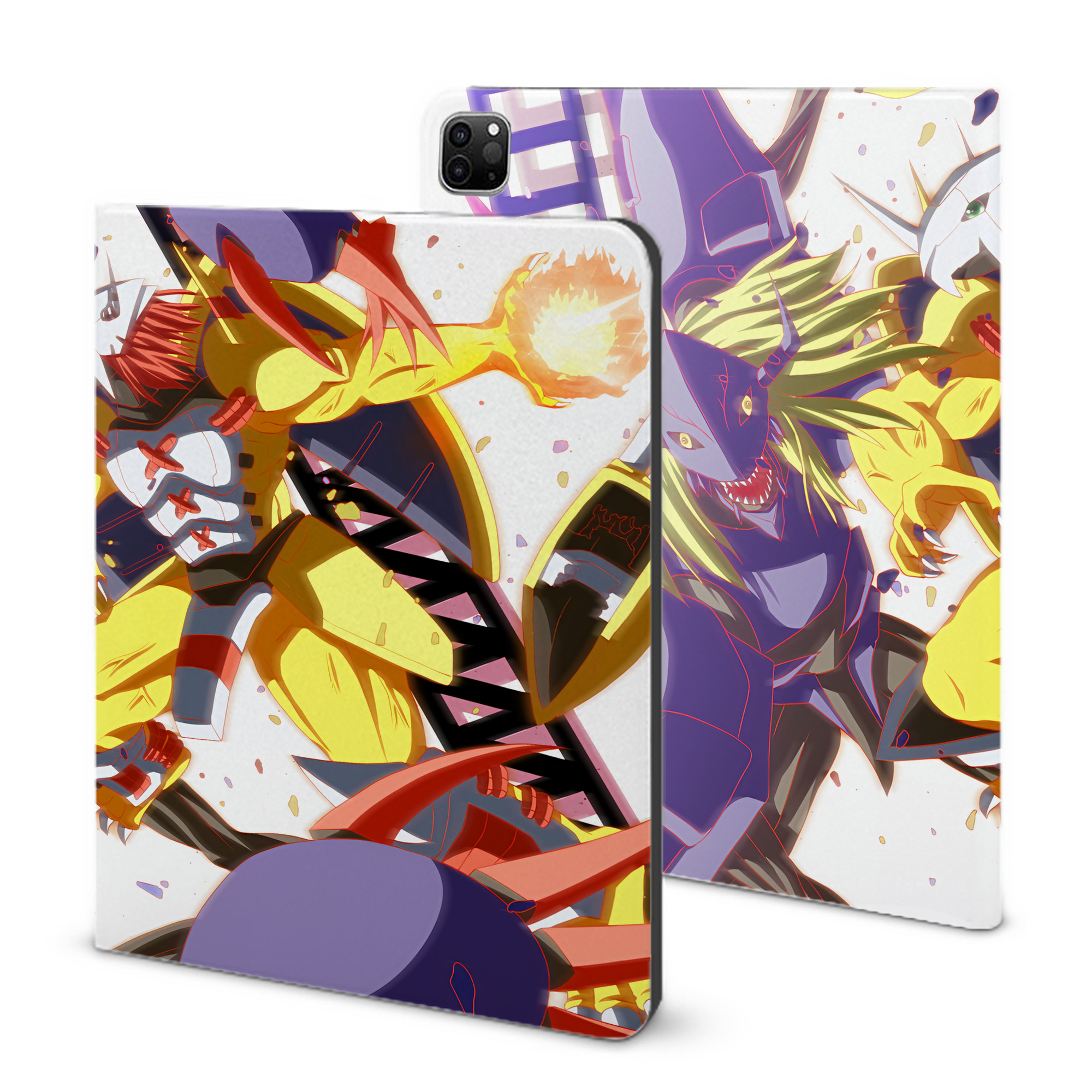 （画像用） Digimon デジタルモンスター/デジモン IPad ケース ブック型 PUレザー TPU 耐衝撃 軽量 薄型 ペン収納なし 全面保護 IPad 各モデル対応